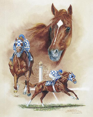 369x466 Secretariat America's Horse Race Horse Portrait Art Artwork Print - Secretariat Painting