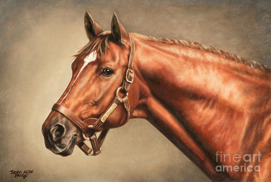 900x606 Secretariat At Claiborne Painting By Thomas Allen Pauly - Secretariat Painting