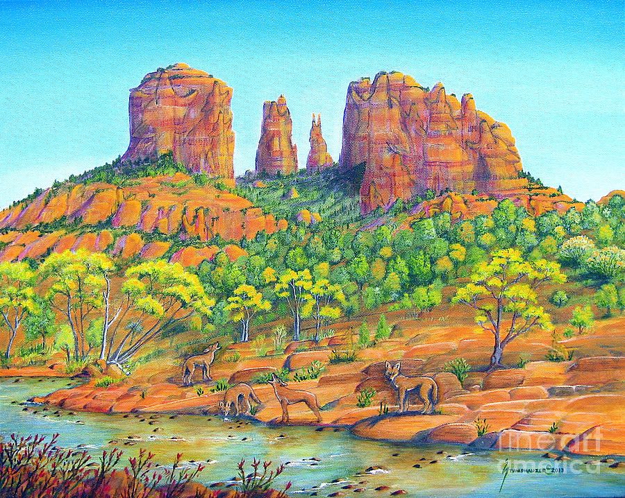 900x718 21 Coyotes Of Sedona Arizona Painting Icebreaker Board - Sedona Painting