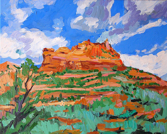 570x458 Southwestern Arizona Blue Sky Sedona Az Fine Art Print 8x10. - Sedona Painting