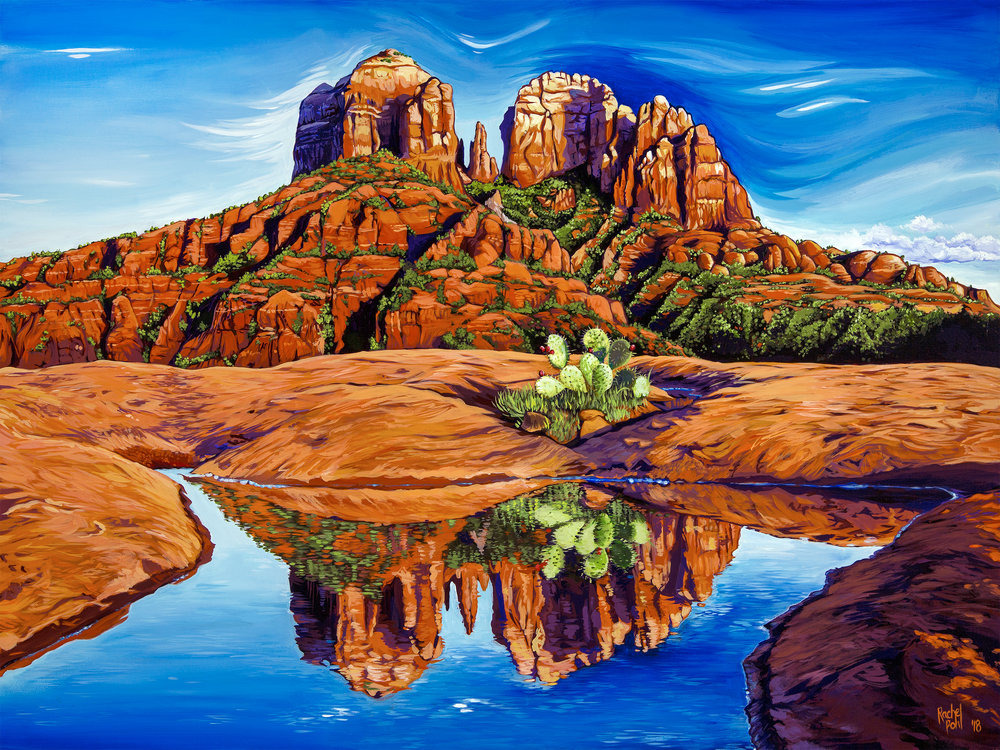 1000x750 Cathedral Rock Sedona 18x24 Original Painting Rachel Pohl Art - Sedona Painting