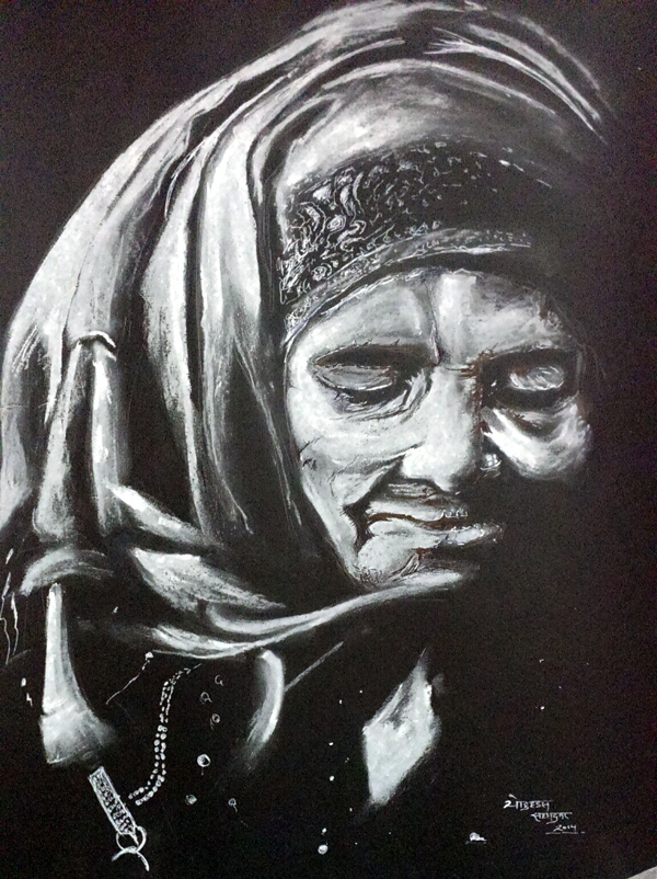 600x802 Yogesh Sehgal Painting Of Old Lady 20140907185348832 Saci Art - Sehgal Painting