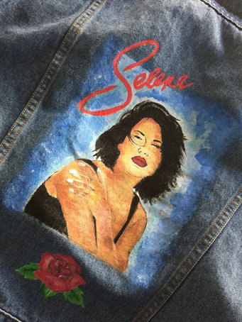 341x454 Hand Painted Selena Denim Jacket By Handpaintedlegends Etsy - Selena Quintanilla Painting
