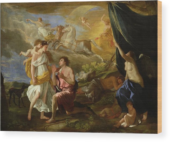 643x538 Selene And Endymion Wood Print By Nicolas Poussin - Selene And Endymion Painting