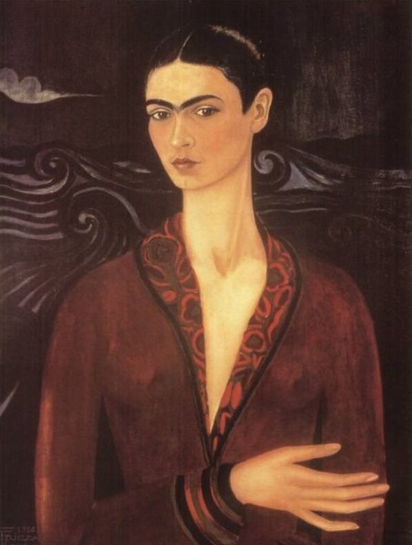 598x791 Self Portrait In A Velvet Dress, 1926 By Frida Kahlo - Self Painting