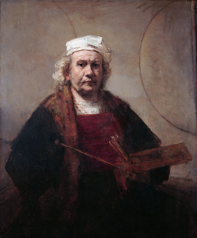 640x771 Self Portrait With Two Circles By Rembrandt (1659 1660) - Self Painting