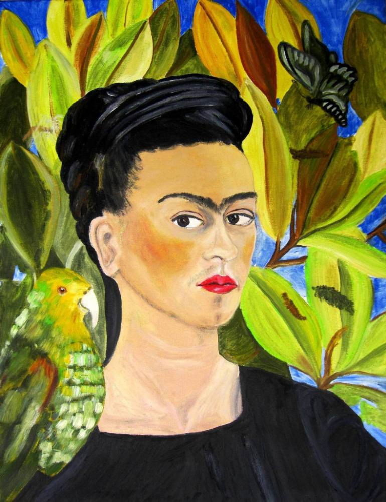 770x999 Saatchi Art Self Portrait With Bonito (Inspired By Frida Kahlo - Self Portrait Painting