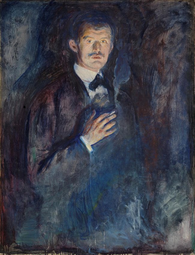 650x848 Self Portrait With Cigarette, 1895 By Edvard Munch - Self Portrait Painting