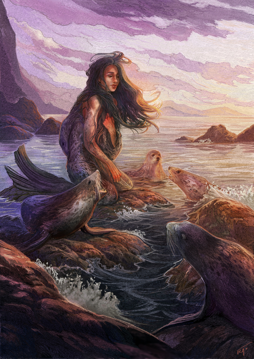 1000x1414 The Selkie - Selkie Painting