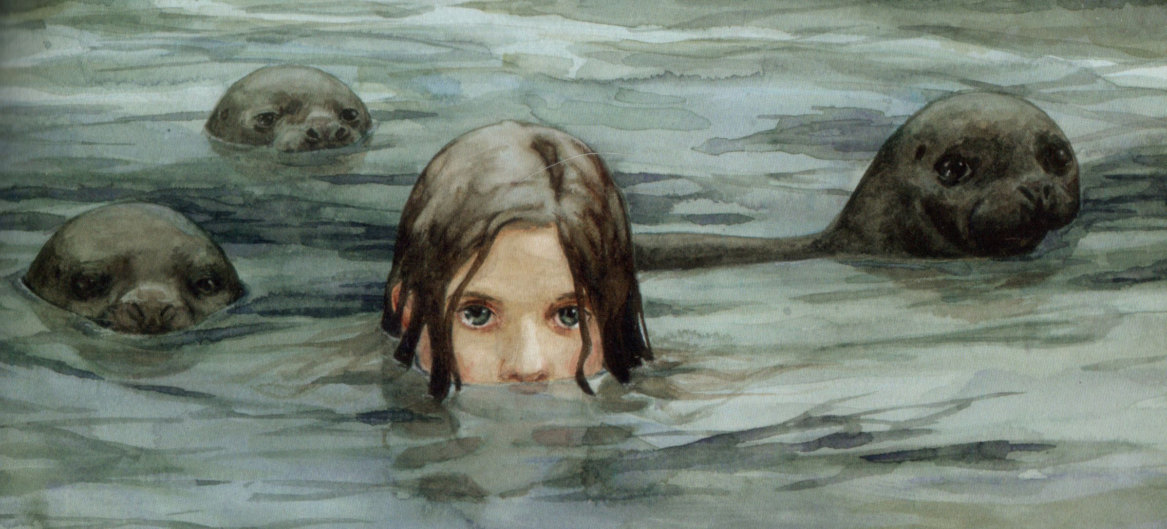 2396x1087 A Sealskin Coat Mermaid, Paintings And Sirens - Selkie Painting