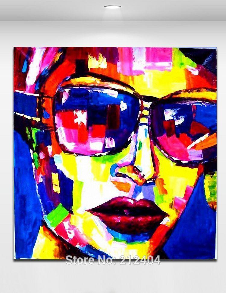 750x970 Online Cheap Cool Glasses Girl Palette Knife Figure Painting - Sell Painting Online