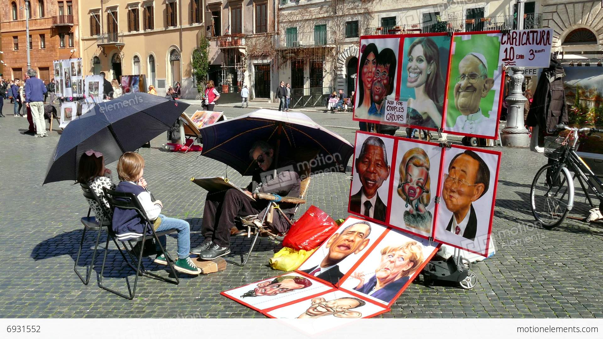 1920x1080 Man Painting Children Caricature Selling Celebrities Portraits - Selling Painting