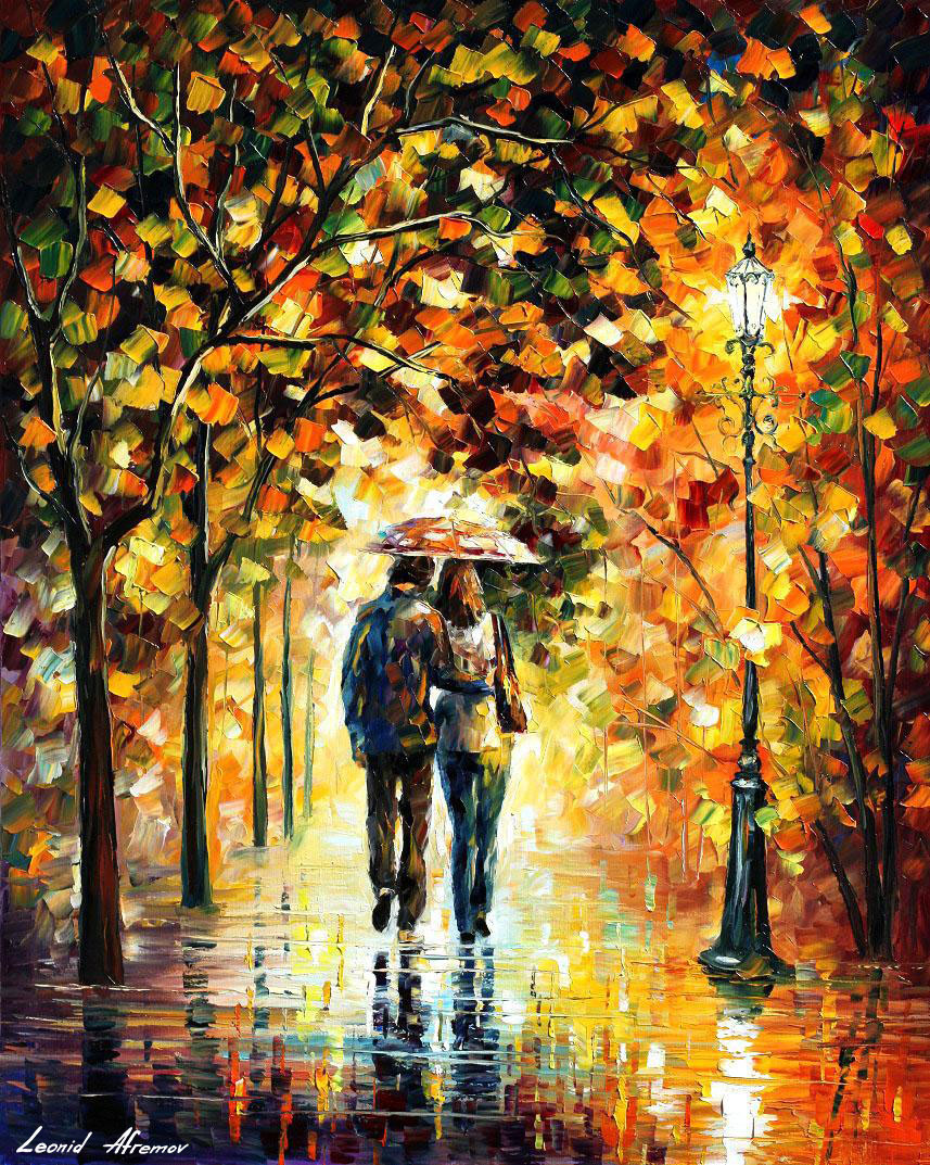 857x1073 Autumn Walk Palette Knife Oil Painting On Canvas By Leonid - Selling Painting