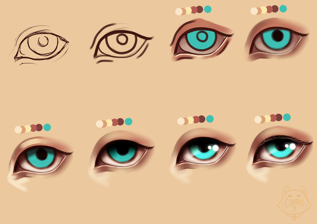 1024x724 How To Paint Simple Semi Realism Eyes + Psd File By Caeruu - Semi Realistic Painting