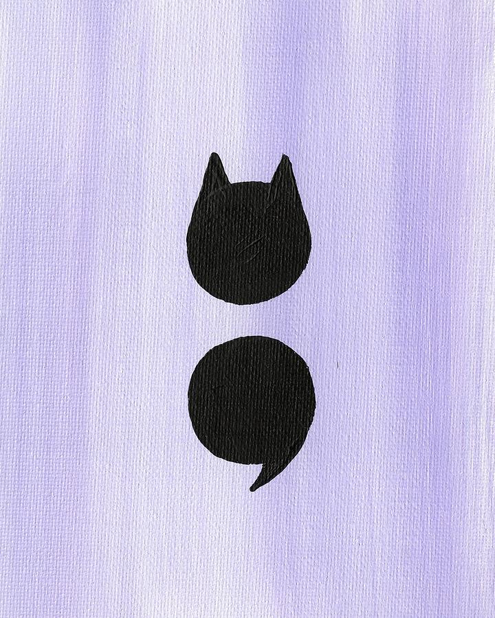 720x900 Semicolon Cat One Painting By Julia Pierce - Semicolon Painting