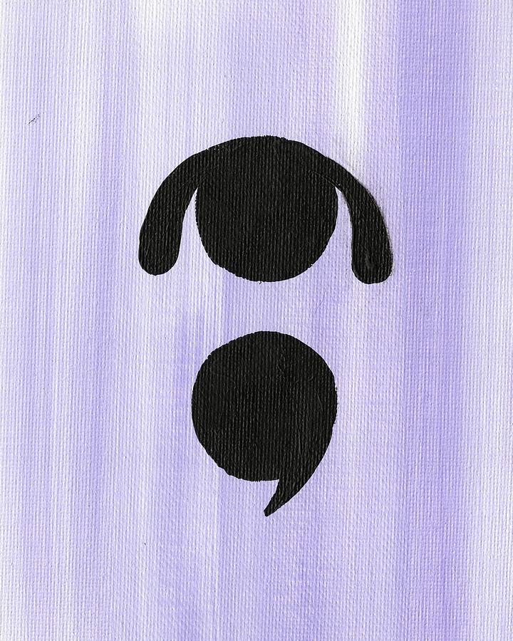 720x900 Semicolon Dog One Painting By Julia Pierce - Semicolon Painting