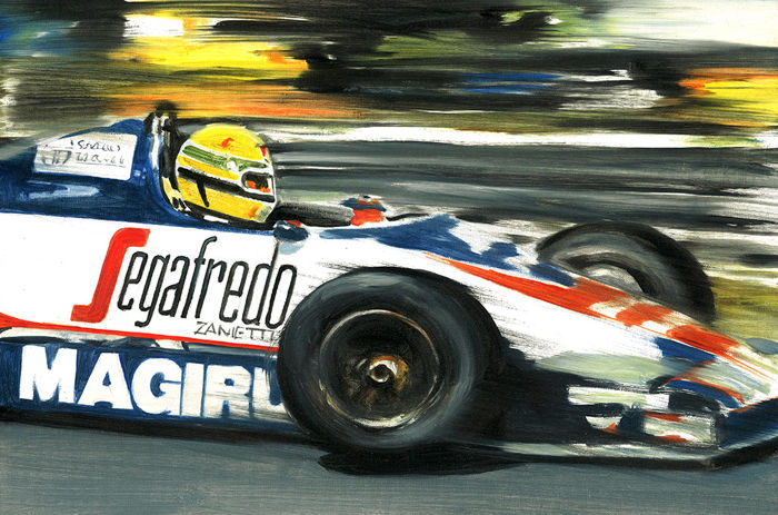 700x463 Ayrton Senna Toleman Hart Tg183 1983 F1 Car Original Oil Painting - Senna Painting