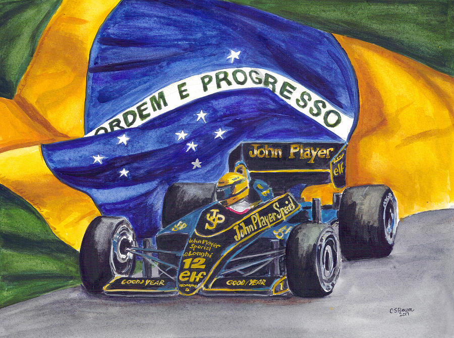 900x671 Brazil's Ayrton Senna Painting By Clara Sue Beym - Senna Painting