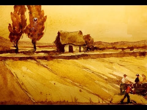 480x360 Sepia Tone Farm Scene In Watercolor ( Part 2 Of 2 ) - Sepia Tone Painting