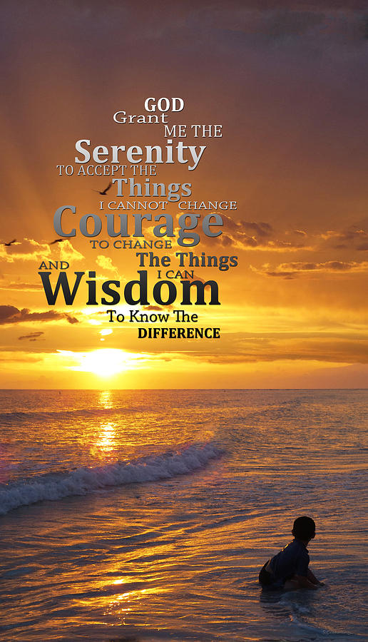 516x900 Serenity Prayer With Sunset By Sharon Cummings Painting By Sharon - Serenity Prayer Painting