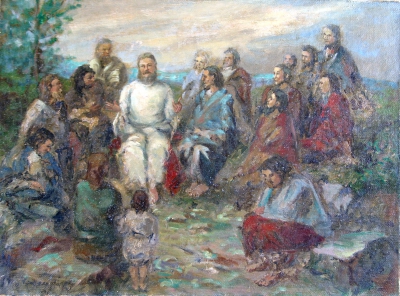 400x296 Hungarian Fine Art Hungarian Paintings Hungarian Art Gallery - Sermon On The Mount Painting