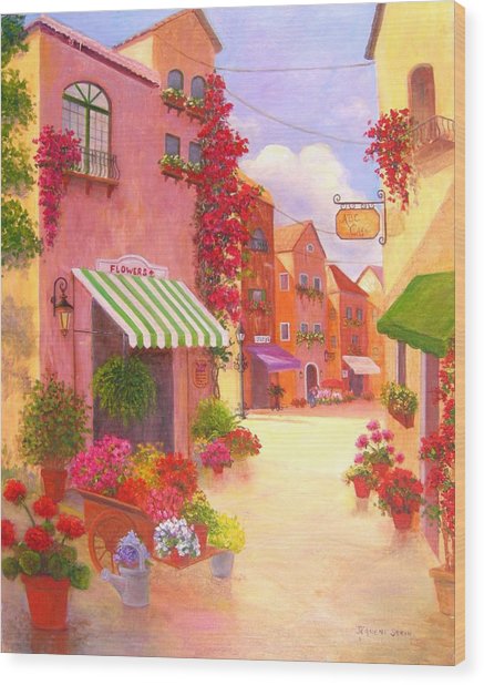 437x618 Flower Shop On Serta St. Painting By Jeanene Stein - Serta Painting