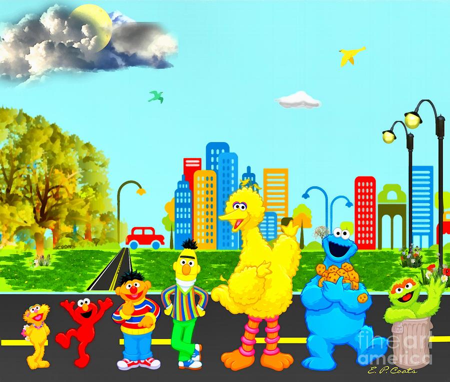 900x764 Sesame Street Painting By Elizabeth Coats - Sesame Street Painting