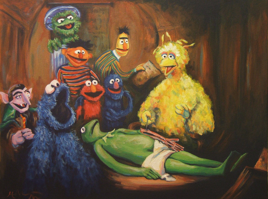 900x667 The Anatomy Lesson Of Dr. Bird By Hillarywhiterabbit - Sesame Street Painting