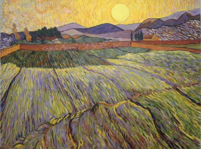 770x570 Saatchi Art Wheat Field With A Setting Sun Painting By Anatoliy - Setting Sun Painting