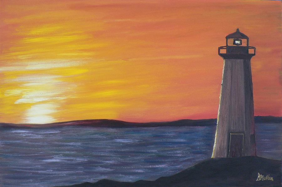900x596 The Sun Setting Painting By Donna Muller - Setting Sun Painting