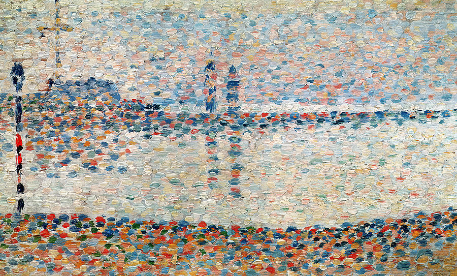 900x543 Study For The Channel At Gravelines Evening Painting By Georges - Seurat Painting