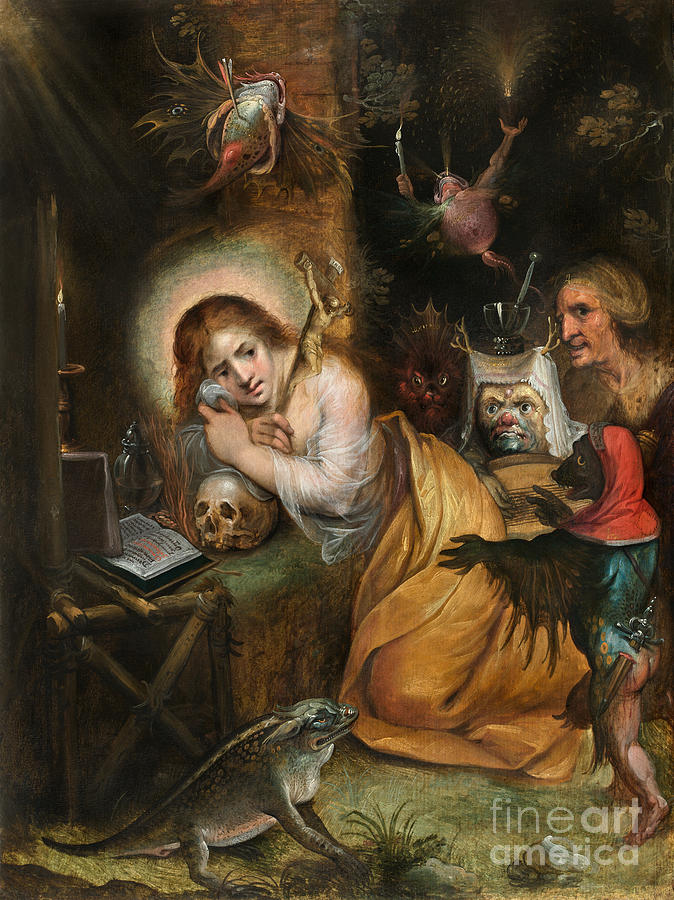 674x900 The Penitent Mary Magdalene Visited By The Seven Deadly Sins - Seven Deadly Sins Painting