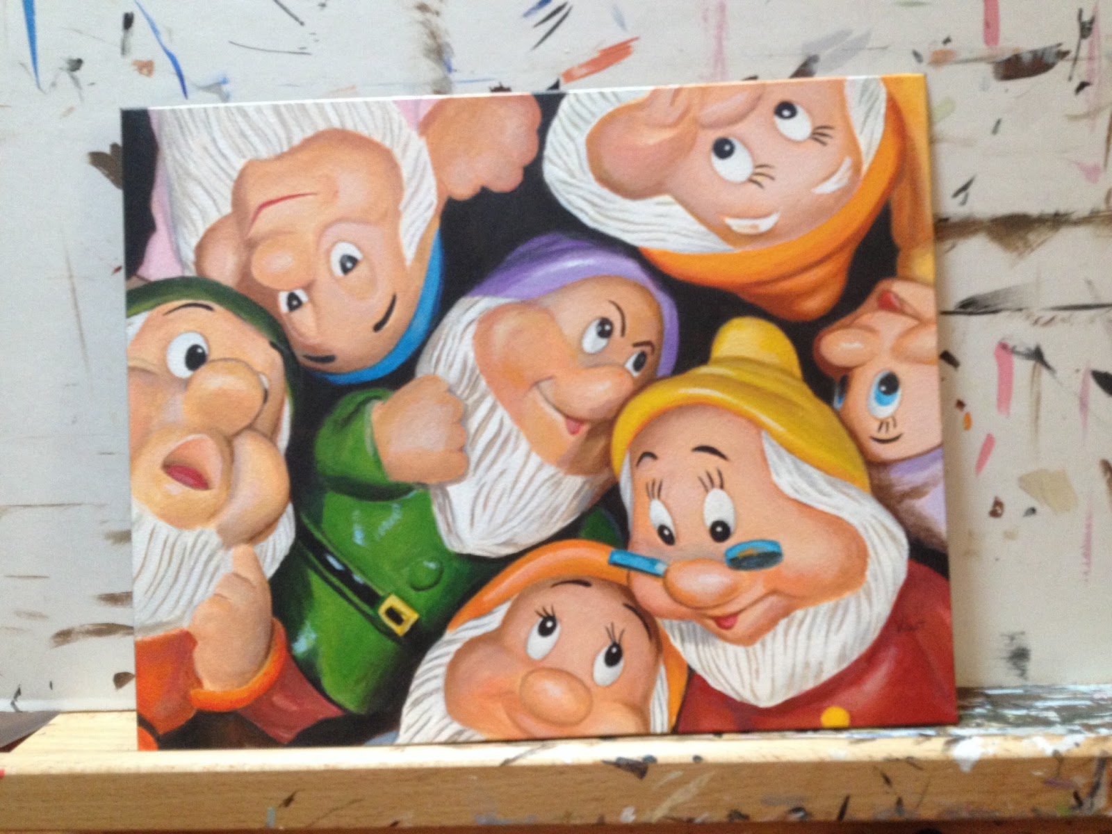 1600x1200 Paintings By Kim Testone On The Easel - Seven Dwarfs Painting