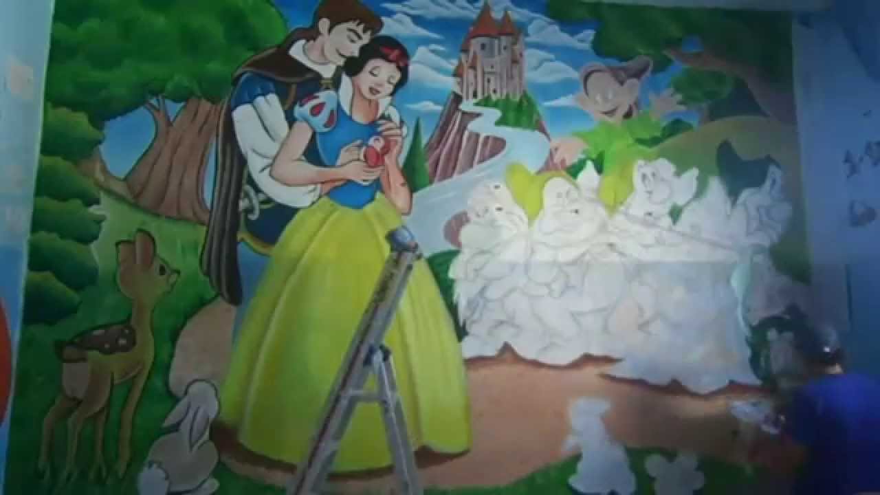 1280x720 How To Paint Snow White And The Seven Dwarfs Speed Wall Painting - Seven Dwarfs Painting