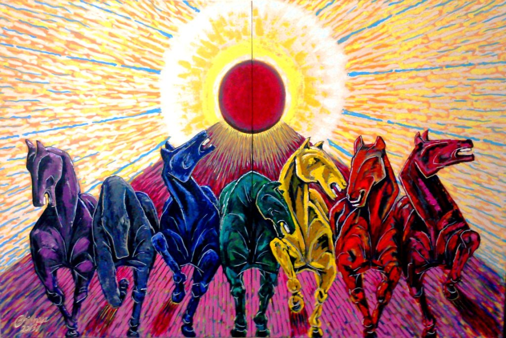 1024x685 Buy Painting Horse Series Seven Horses Of Sun Artwork No 3841 By - Seven Horses Painting