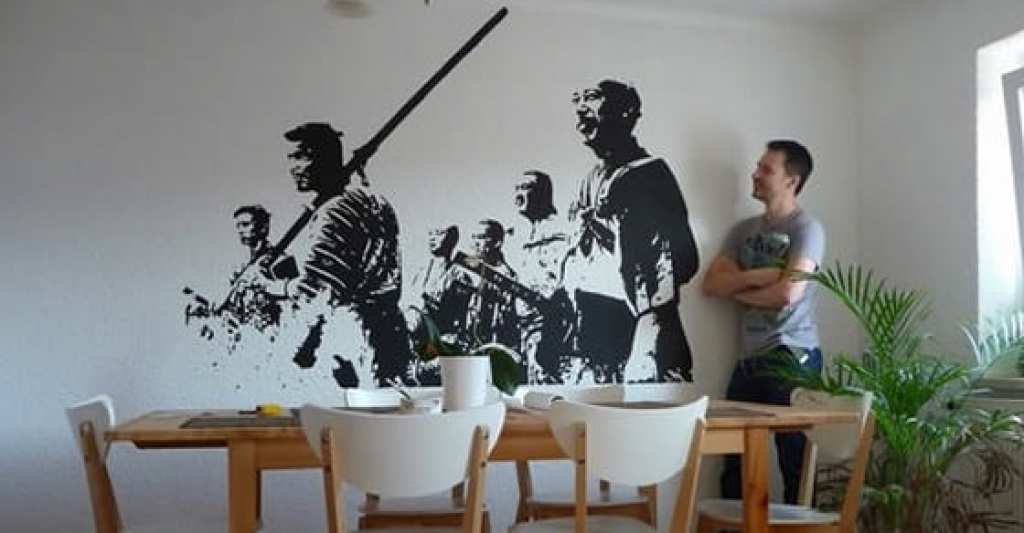 1024x533 Painting Seven Samurai Still Onto A Wall With No Drawing Skills - Seven Samurai Wall Painting