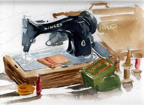 550x402 A Singer Sewing Machine - Sewing Machine Painting