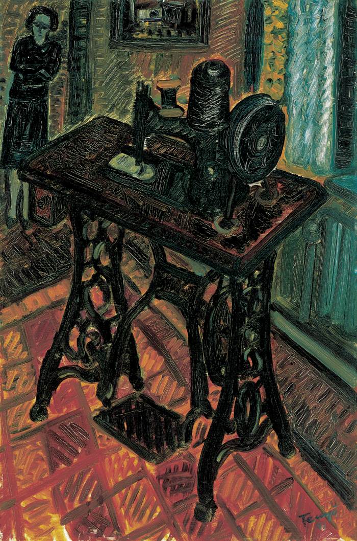 700x1058 The Black Sewing Machine 1941 Painting Andor Endre Fenyo Oil - Sewing Machine Painting