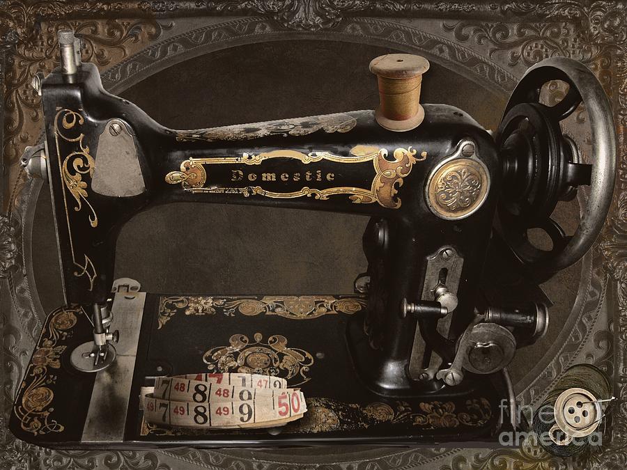 900x675 Vintage Sewing Machine Painting By Mindy Sommers - Sewing Machine Painting