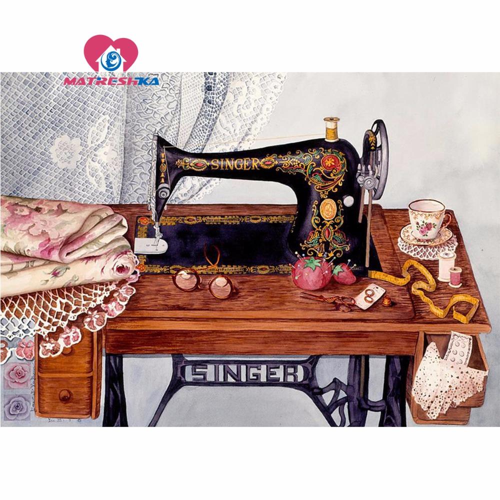 1000x1000 Wholesale Diamond Embroidery Still Life Sewing Machine Diamond - Sewing Machine Painting