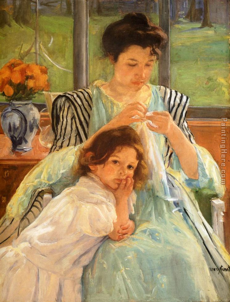 745x980 Mary Cassatt Young Mother Sewing Painting Anysize 50% Off - Sewing Painting