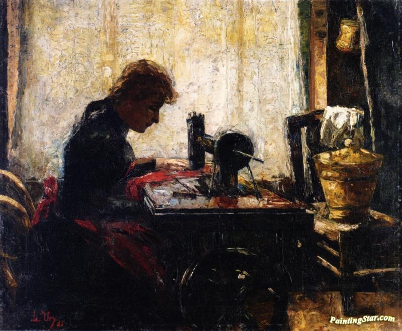 800x659 At The Sewing Machine Artwork By Lesser Ury Oil Painting Amp Art - Sewing Painting