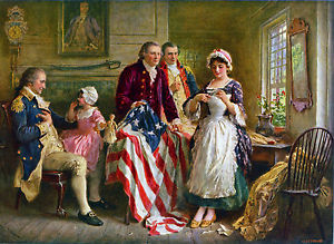 300x219 Betsy Ross Sewing Flag W George Washington 1777 Painting Art Real - Sewing Painting