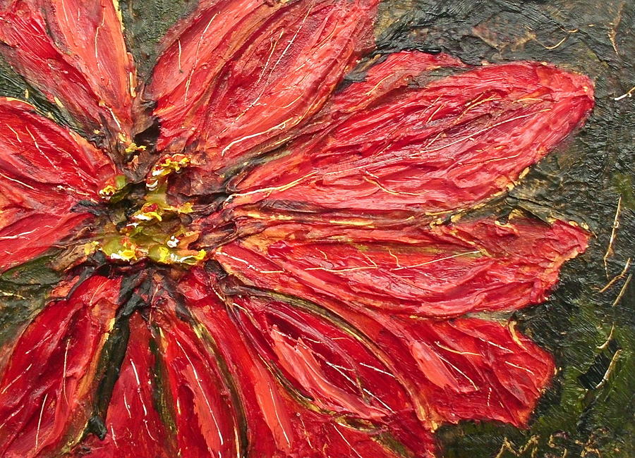 900x650 Poinsettia Sgraffito Painting By Maria Soto Robbins - Sgraffito Painting