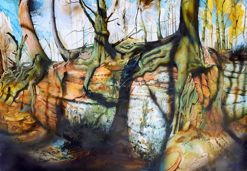 500x346 The Robinhood Way Sandstone Cutting Sgraffito. Welbeck Abbey - Sgraffito Painting