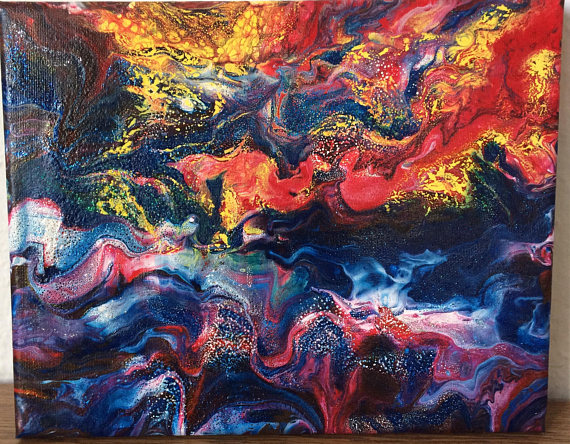 570x444 Universe Reflections Acrylic Sh Painting 24x30 Glitter - Sh Painting