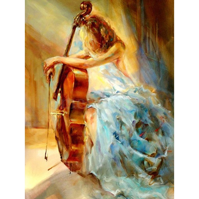 640x640 D Sh New Needlework 5d Diy Diamond Painting Cello Girl Full - Sh Painting