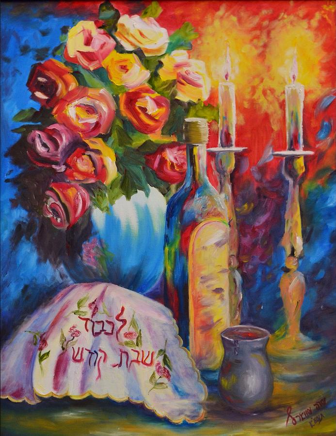 693x900 Shabbat Glow Painting By Sara Schwartz - Shabbat Painting