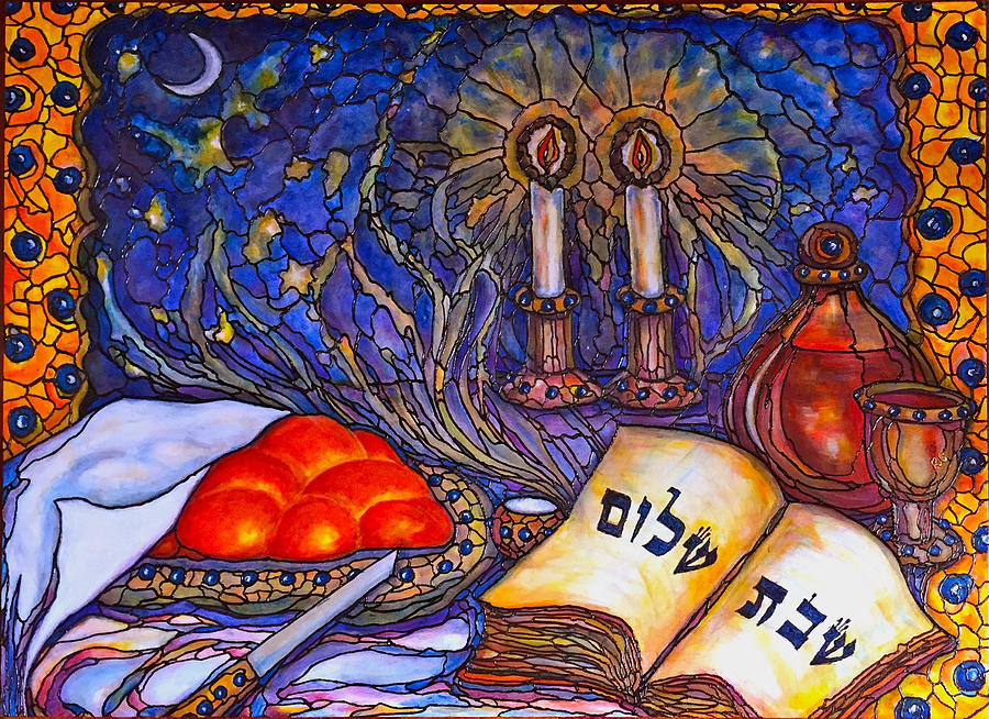 900x654 Shabbat Shalom Painting By Rae Chichilnitsky - Shabbat Painting