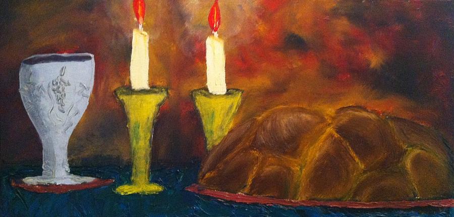 900x430 Shabbat Table Painting By Robert Bardach - Shabbat Painting